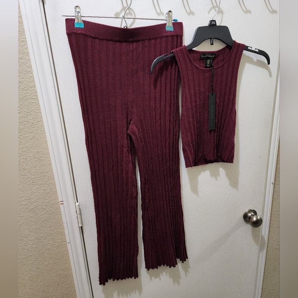 House of Harlow 1960 x Revolve 2pc ribbed tank and wide leg pants size small new